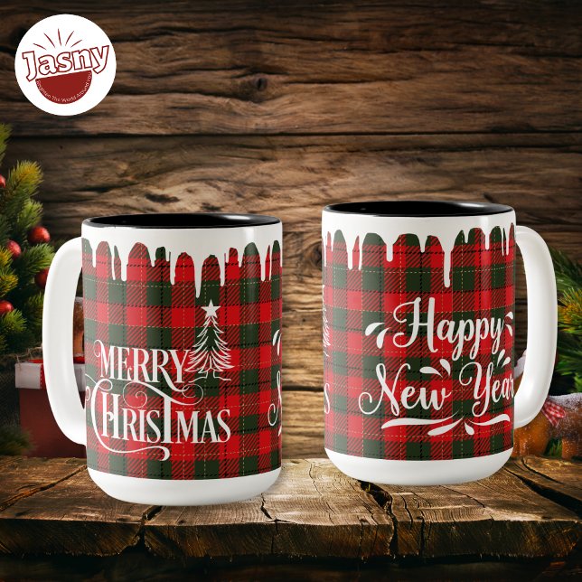 Frohe Weihnachten Glück Neues Jahr Flannel Zweifarbige Tasse (Von Creator hochgeladen)
