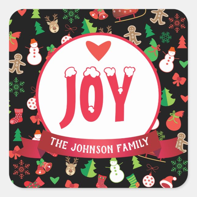 Frohe Weihnachten & Glück Neues Jahr! XMAS wünscht Quadratischer Aufkleber (Vorderseite)