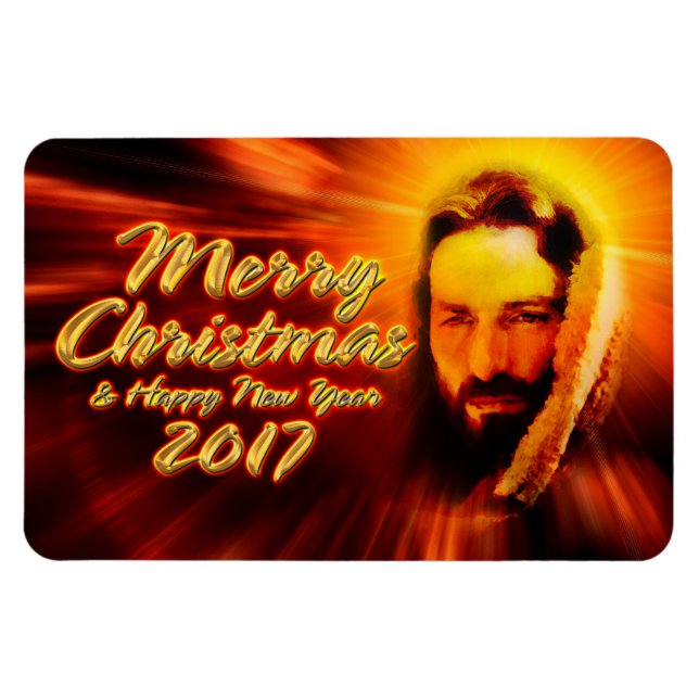 Frohe Weihnachten Glück Neujahr 2017 Jesus Magnet (Horizontal)