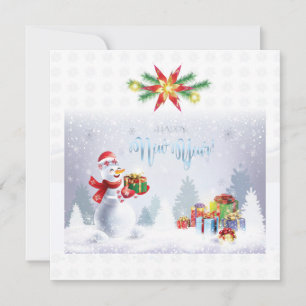 Frohe Weihnachten & Glück Neujahr 2026 XMAS Snowma Mitteilungskarte