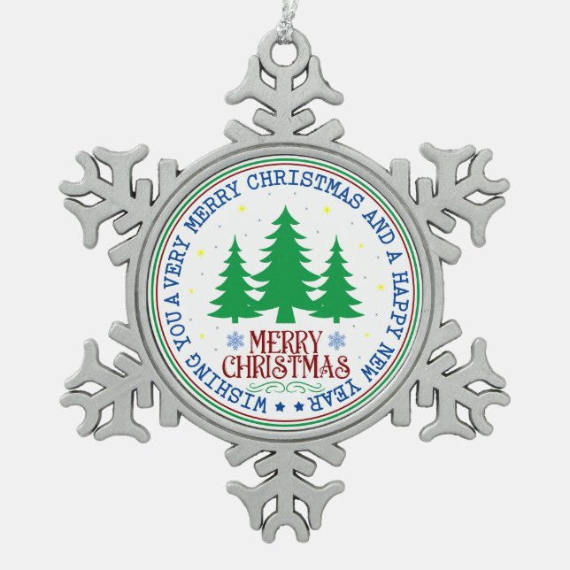 Frohe Weihnachten Glück Neujahr Bäume Ornament (Vorderseite)