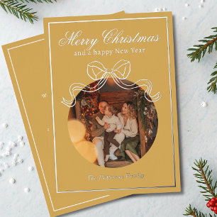 Frohe Weihnachten Glück Neujahr Coquette Bow Foto Folien Feiertagskarte