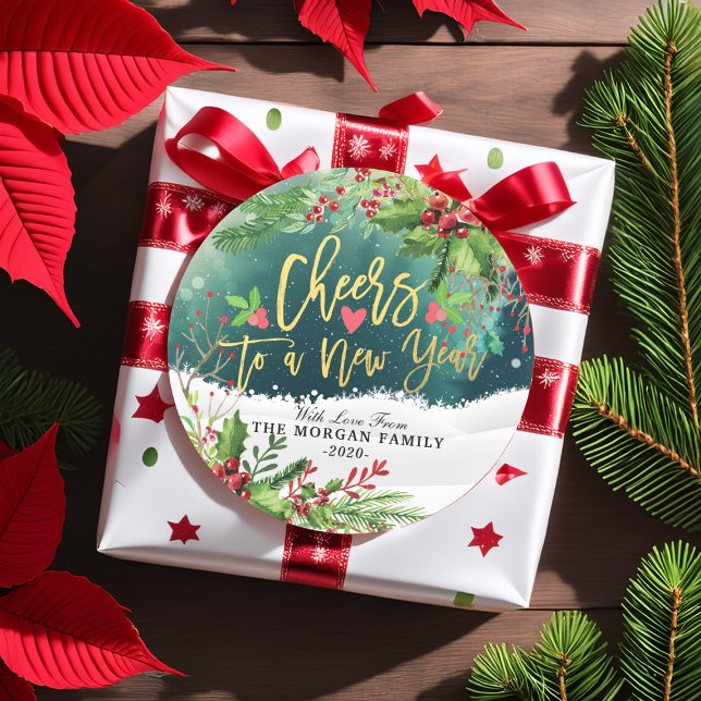 Frohe Weihnachten & Glück Neujahr Feiertage Grüße Runder Aufkleber (Von Creator hochgeladen)