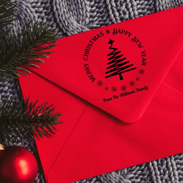 Frohe Weihnachten & Glück Neujahr Ferien Baum Gummistempel (Von Creator hochgeladen)