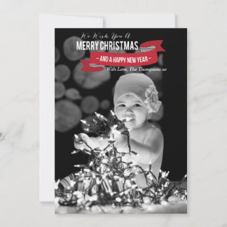 Frohe Weihnachten & Glück Neujahr Foto Flat Card