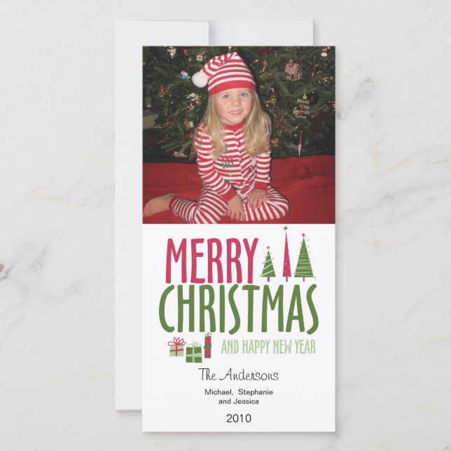 Frohe Weihnachten & Glück Neujahr Foto-Karte (Vorderseite)
