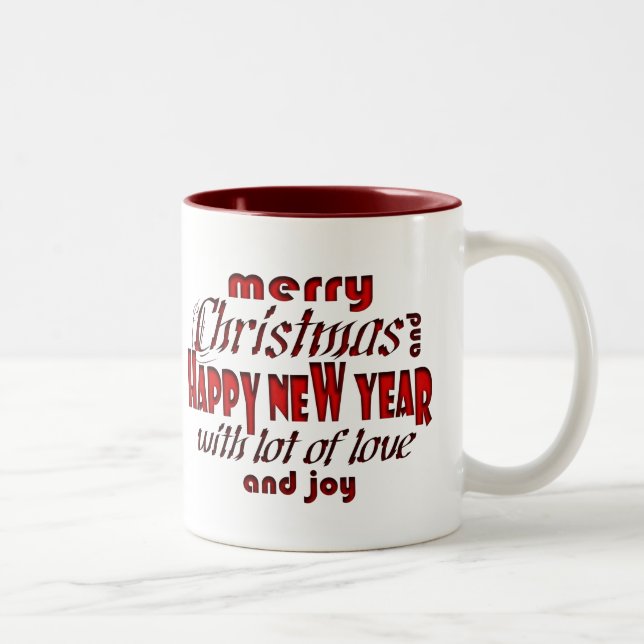Frohe Weihnachten & Glück Neujahr Grüße RB Zweifarbige Tasse (Rechts)