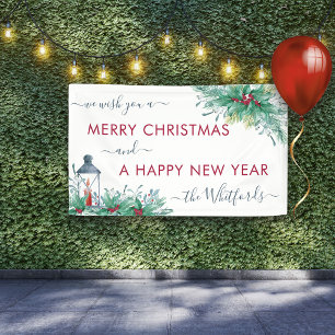 Frohe Weihnachten Glück Neujahr Holly Mistletoe Banner