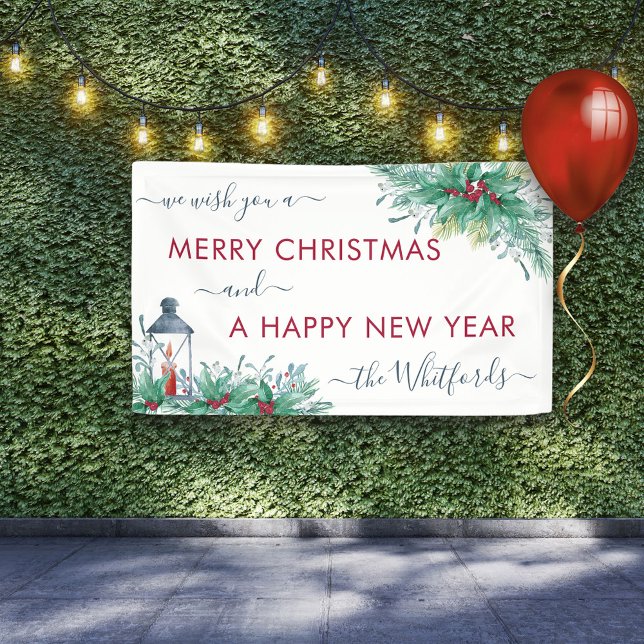 Frohe Weihnachten Glück Neujahr Holly Mistletoe Banner (Von Creator hochgeladen)