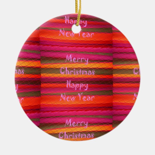 Frohe Weihnachten Glück Neujahr Leinwand Farbgesta Keramikornament (Vorne)