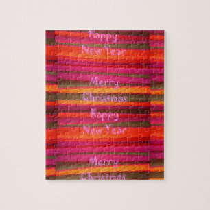 Frohe Weihnachten Glück Neujahr Leinwand Farbgesta Puzzle