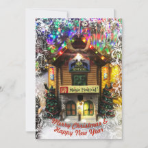 Frohe Weihnachten & Glück Neujahr Lemax House Card