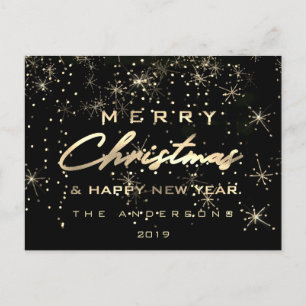 Frohe Weihnachten Glück Neujahr Lux Gold Joy Postkarte