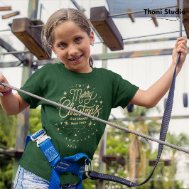 Frohe Weihnachten Glück Neujahr Moderne Grün & Gol T-Shirt