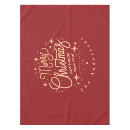 Frohe Weihnachten Glück Neujahr Modernes Rot & Gol Tischdecke