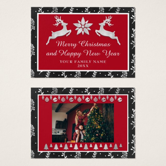 Frohe Weihnachten Glück Neujahr Name Black Silver (Vorne & Hinten)