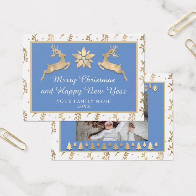 Frohe Weihnachten Glück Neujahr Name Gold Rahmen (Büro)