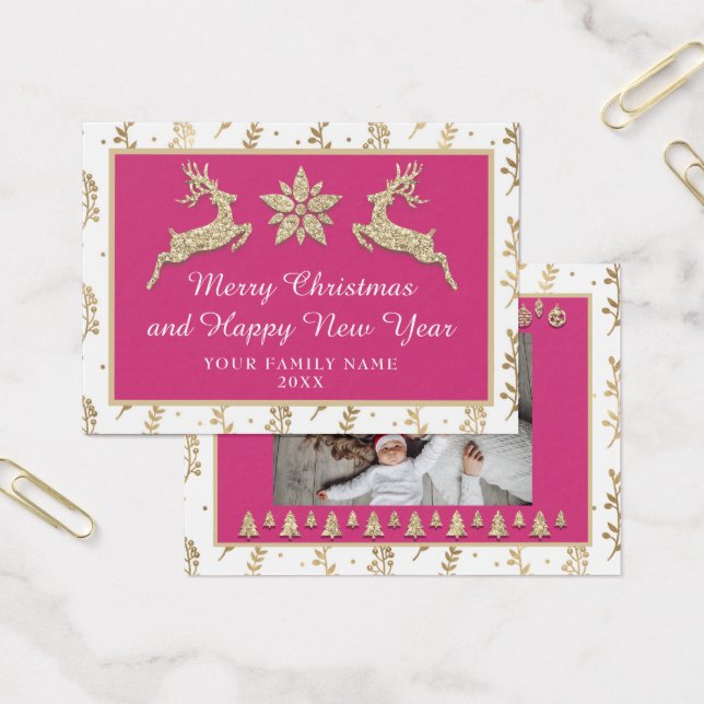 Frohe Weihnachten Glück Neujahr Name Pink Gold