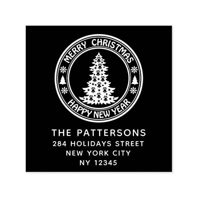 Frohe Weihnachten Glück Neujahr Name Rücksendeadre Permastempel (Design)