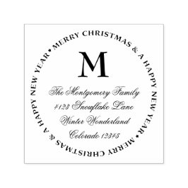 Frohe Weihnachten Glück Neujahr Name und Adresse Permastempel