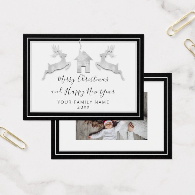 Frohe Weihnachten Glück Neujahr Name White Black (Büro)