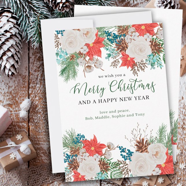 Frohe Weihnachten Glück Neujahr Poinsettia und Pin (Von Creator hochgeladen)