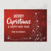 Frohe Weihnachten Glück Neujahr Red White Tree