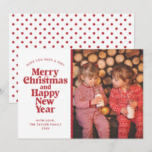 Frohe Weihnachten & Glück Neujahr Rotes Foto