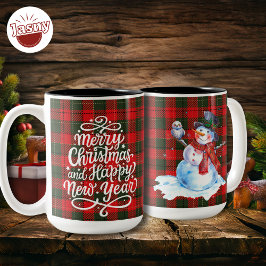 Frohe Weihnachten Glück Neujahr Schneemann Flannel Zweifarbige Tasse