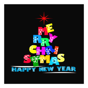 Frohe Weihnachten Glück Neujahr Schwarz Fotodruck