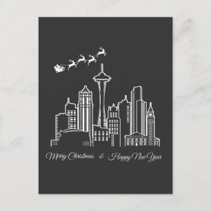 Frohe Weihnachten Glück Neujahr Seattle Washington Postkarte