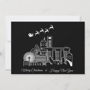 Frohe Weihnachten Glück Neujahr Singapur Stadt Einladung