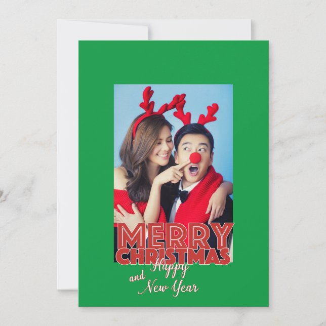 Frohe Weihnachten Glück Neujahr Single Foto Custom (Vorderseite)