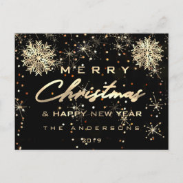 Frohe Weihnachten Glück Neujahr Snow Gold Red Spar Postkarte