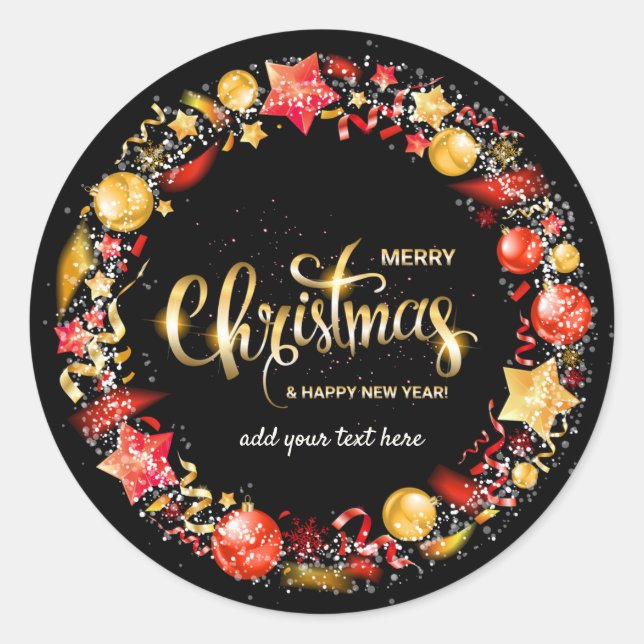 Frohe Weihnachten & Glück Neujahr-Sticker Runder Aufkleber (Vorderseite)