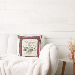 Frohe Weihnachten & Glück Neujahr Tartan Name Kissen