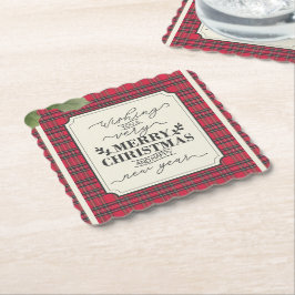 Frohe Weihnachten & Glück Neujahr Tartan Name Untersetzer