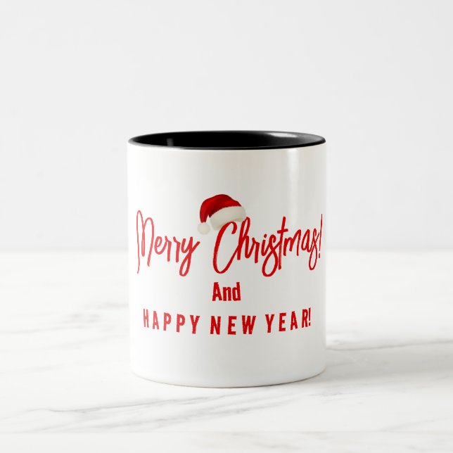 Frohe Weihnachten Glück Neujahr Tasse (Mittel)