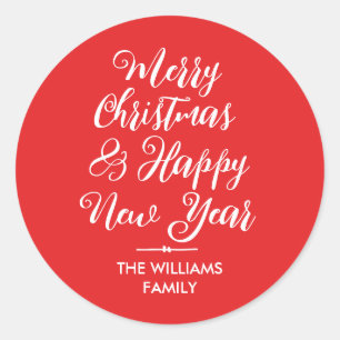 Frohe Weihnachten Glück Neujahr Umschlag Aufkleber