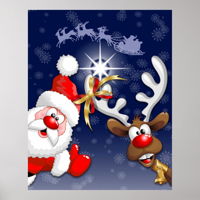 Frohe Weihnachten Glück Weihnachten und Reindeer Poster (Vorne)