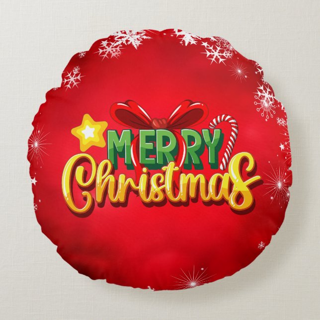 Frohe Weihnachten Glück Weihnachten Weihnachten Re Rundes Kissen (Vorderseite)