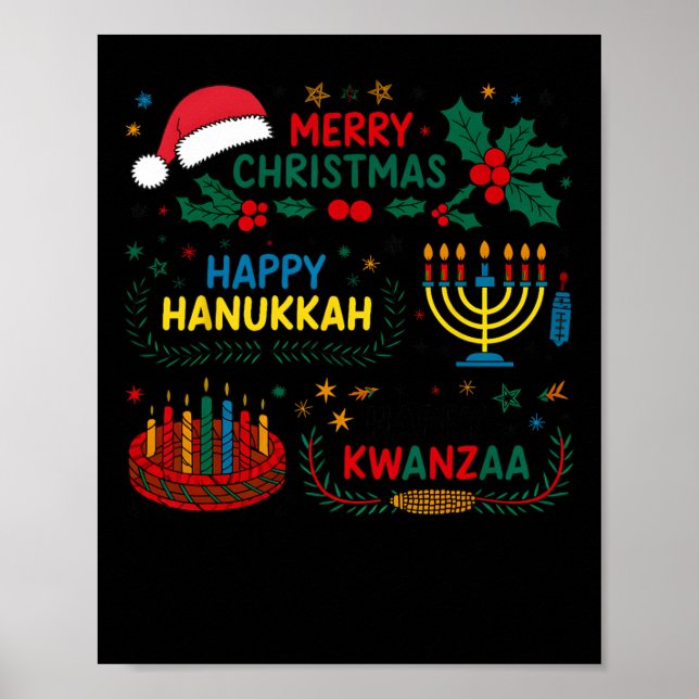 Frohe Weihnachten glücklich Hanukkah und glücklich Poster (Vorne)