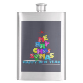 Frohe Weihnachten glücklich Neues Jahr Flachmann