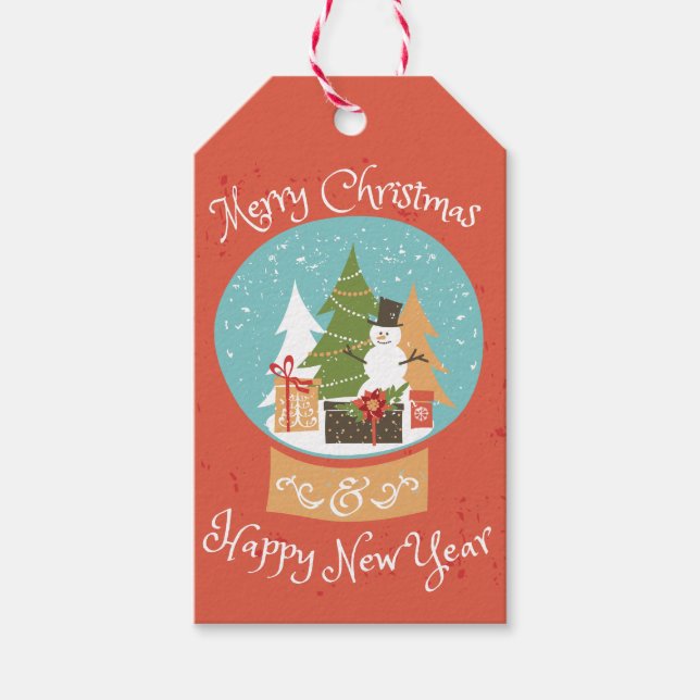 Frohe Weihnachten glücklich Neues Jahr Geschenkanhänger (Vorderseite)