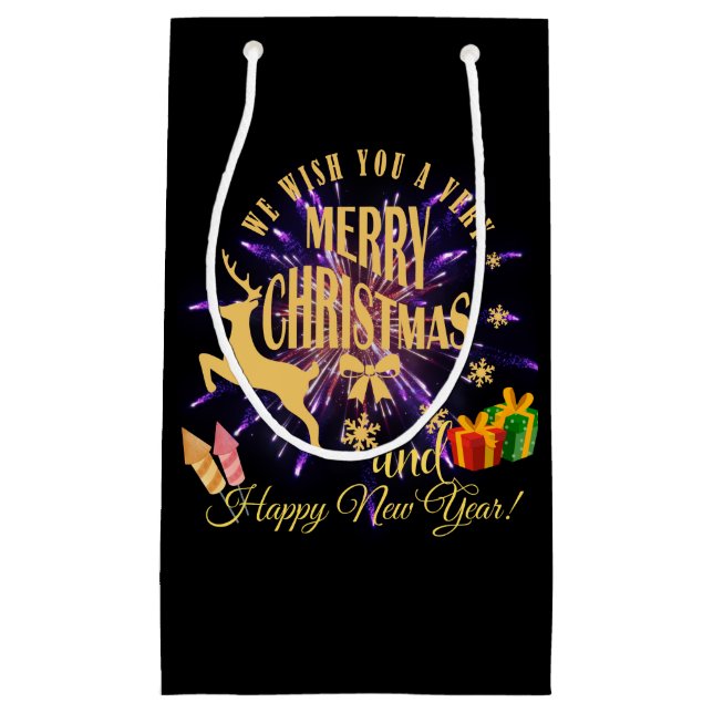 Frohe Weihnachten glücklich Neues Jahr Kleine Geschenktüte (Vorderseite)