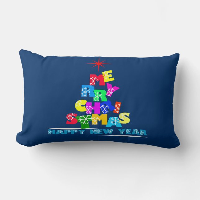 Frohe Weihnachten glücklich Neues Jahr Lendenkissen (Vorderseite)