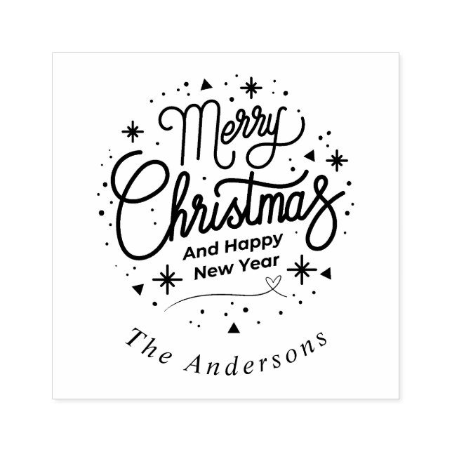 Frohe Weihnachten glücklich Neues Jahr Moderne Ele Gummistempel (Prägung)