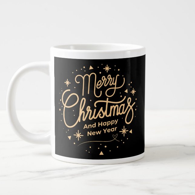 Frohe Weihnachten glücklich Neues Jahr Moderne Sch Jumbo-Tasse (Links)
