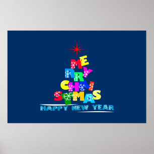 Frohe Weihnachten glücklich Neues Jahr Poster