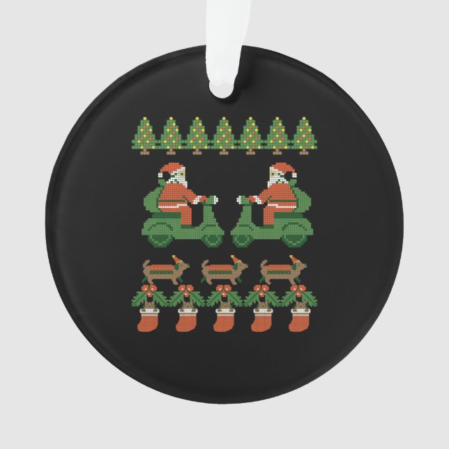 Frohe Weihnachten glücklich neues Jahr, santa Pixe Ornament (Vorderseite)